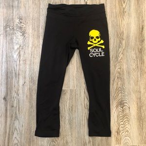lululemon athletica Black Leggings with Yellow Skull Design